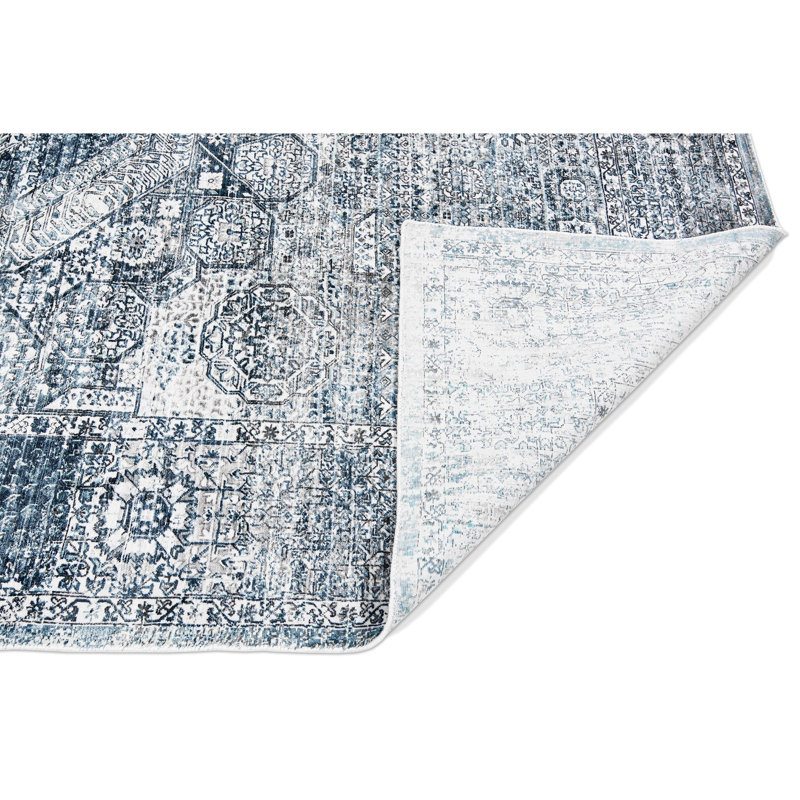 Riviera Oriental Area Rug in Blue, Rectangle 6' x 9'