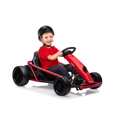 Karting 24 V 8 à 12 ans, 300 W * 2 moteurs très puissants, grande batterie 9Ah, dérive à grande vitesse de 8,1 MPH avec musique, klaxon, charge extérieure maximale de 155 lb
