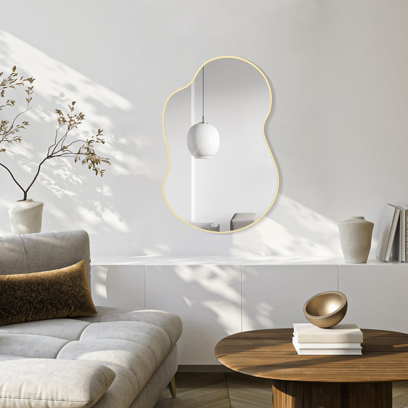 Miroir mural Irrégulier, Doré, 36 po x 24 po
