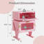 Table de bout moderne 20,7 po de large avec DEL rose et tiroir rotatif à 360 °