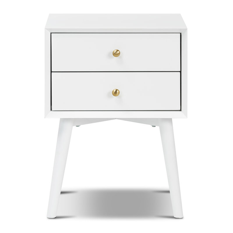 Dorsey Nightstand with Solid Wood Base, White