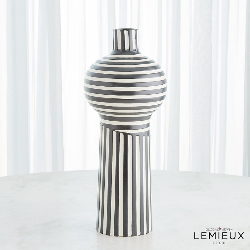 Colbert Vase-Black/White, 20.5" H x 8.5" W x 8.5" D