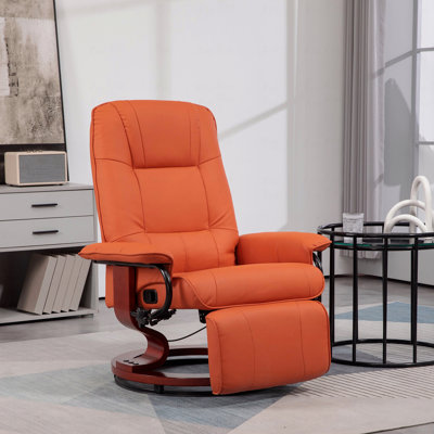 Faux cuir manuel avec fonction inclinable, méridienne pivotante réglable avec repose-pieds, accoudoir et base en bois enveloppé pour le salon