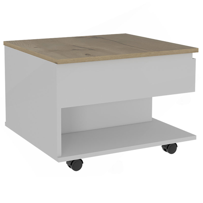 Table basse à plateau relevable Portland, Naturel / Blanc, H 15,3 po x l 21,6 po x P 19,6 po