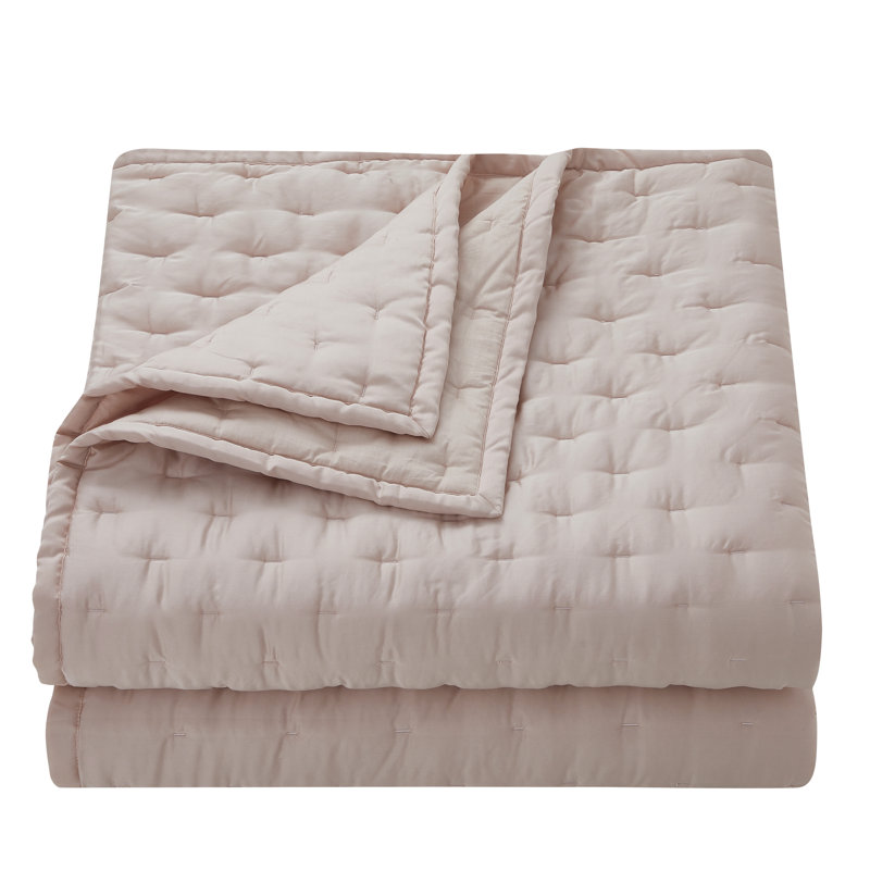Ensemble de courtepointe 100% coton soyeux et moderne 100% Riggi, Rosé, Courtepointe très grand et 2 très grandes taies 