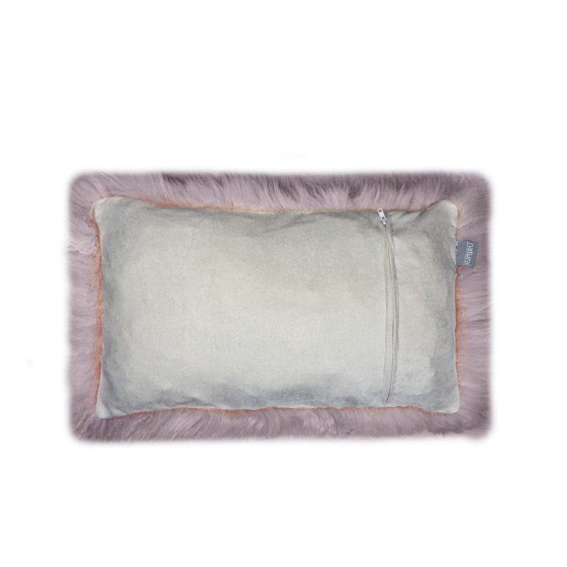Ensemble de deux coussins d'appoint lombaires en peau de mouton véritable rosé