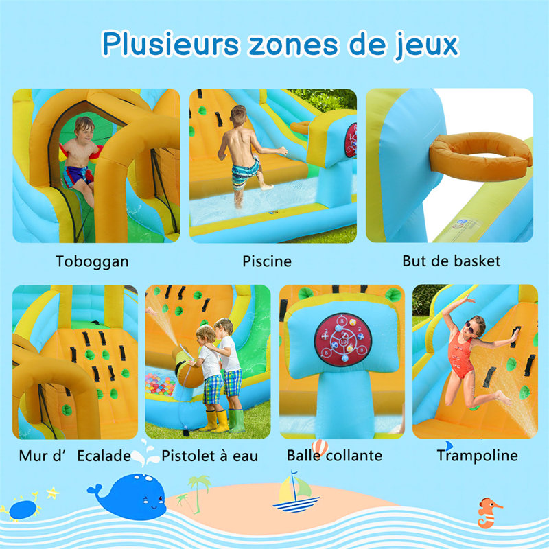 Large Blue and Yellow Inflatable Water Slide Park