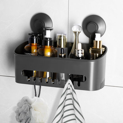 Nishay Suction Shower Basket, Wall Mounted Bath Organizer Shelf for Shampoo, Body Wash
