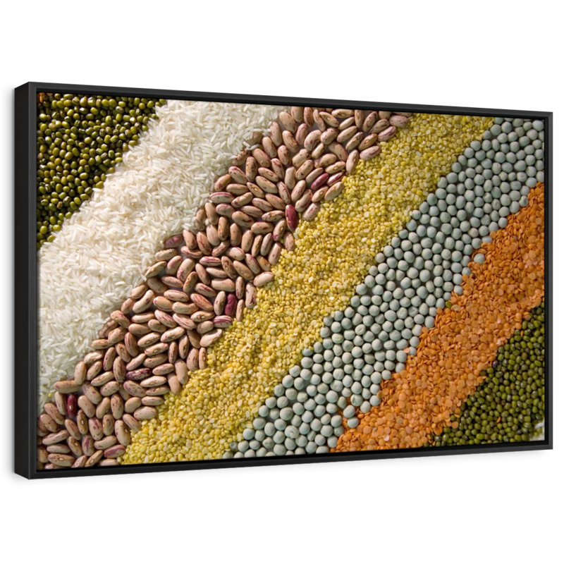 Impression sur toile de haricots secs colorés, H 13 po x l 19 po