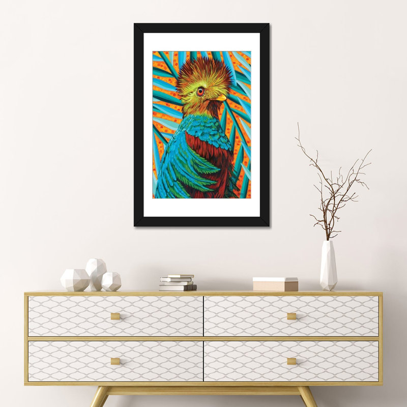 «Bird in the Tropics I», impression sur toile, H 24 po x l 16 po x P 1 po, Papier d'art encadré noir, Blanc