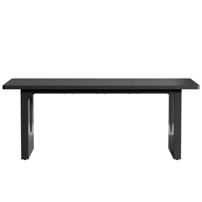 71" Modern Black Dining Table For 6-8 People, Large Rectangular Kitchen Table With Wood Pedestal Base, Contemporary Long Dinner Table For Dining Room, Living Room, Office Or Restaurant