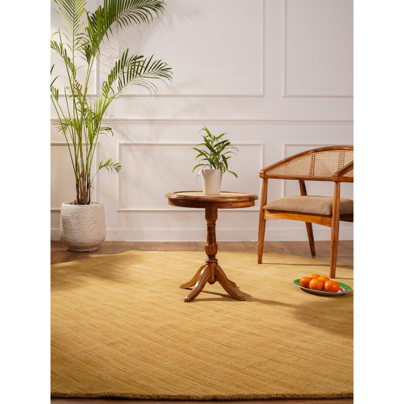 Tapis écologiques en laine nouée à la main Manns - Octogone, couleur or, conception unie, tapis antidérapants faits à la main épais pour le salon, la chambre à coucher