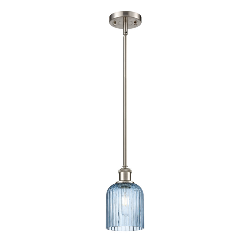 Luminaire suspendu 5 lumières Ballston Addeline, Nickel satiné, Bleu princesse