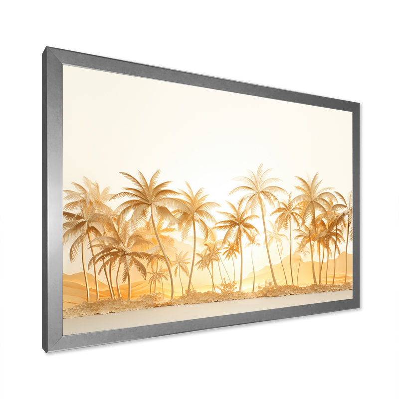 «Golden Grove Palm Tree Shadows I» sur toile, Cadre photo argenté, H 12 po x l 20 po x P 1 po