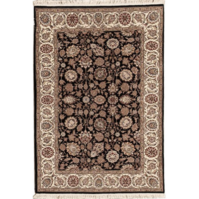 Tapis noir de haute qualité noué à la main
