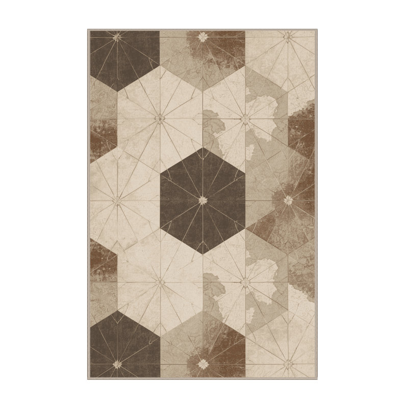 Tapis moelleux moelleux d'inspiration marocaine de couleur moelleuse d'inspiration mondiale Narberth, 5x7