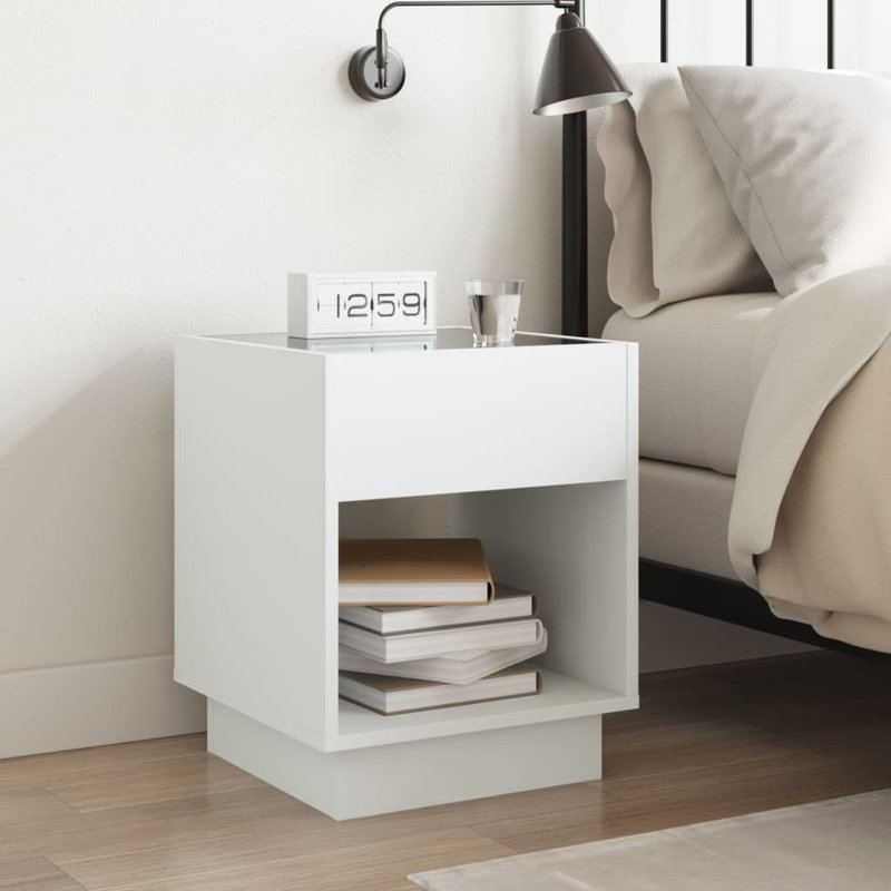 Daquana 40cm W Manufactured Wood Bedside Table, White