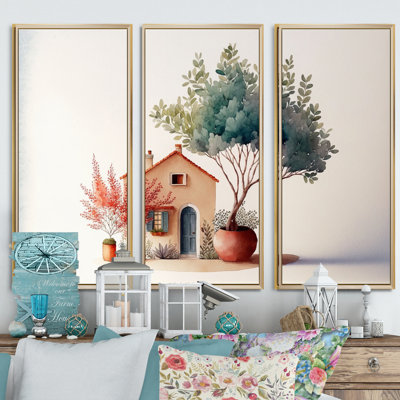 «Terracotta Country House», impression sur toile tendue 3 pièces