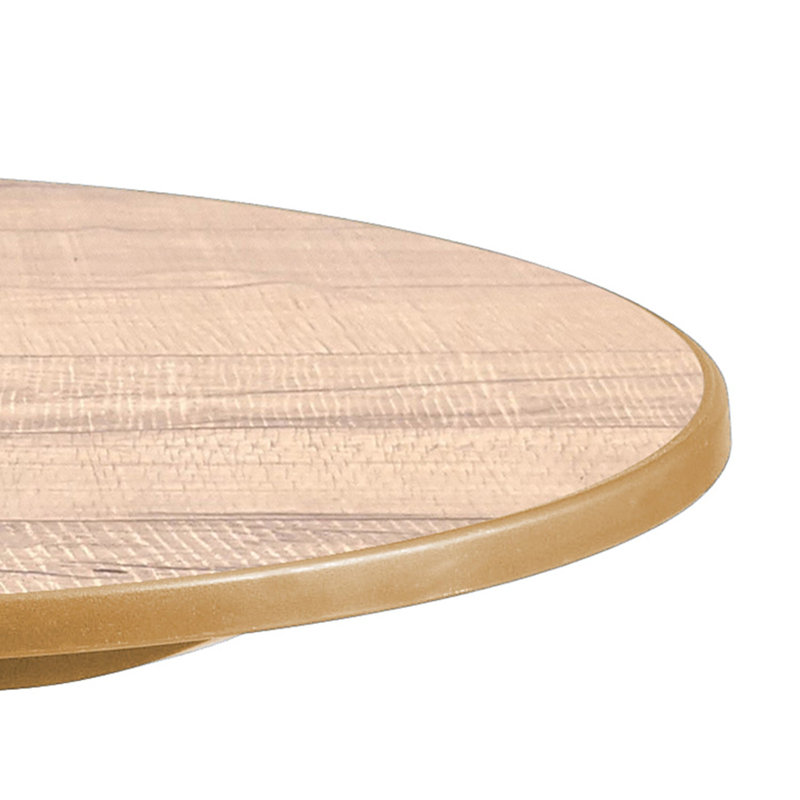 Aquaba Round Outdoor Dining Table With Umbrella Hole , 48'' in. W 48'' in. D, Sawcut, Teakwood