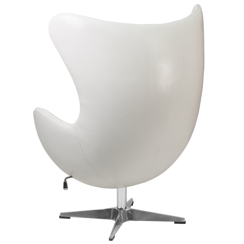 Fauteuil ballon pivotant de 33,75 po Ajabah, Similicuir blanc