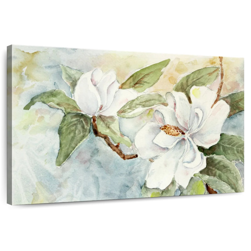 Branche de magnolia Harnek, aquarelle blanche, H 8 po x l 12 po
