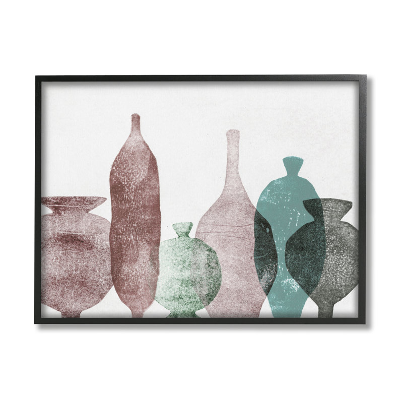 «Vase neutre brun et vert encadré sur bois» par Pernille Folcarelli, impression, Giclée encadrée noir minuit