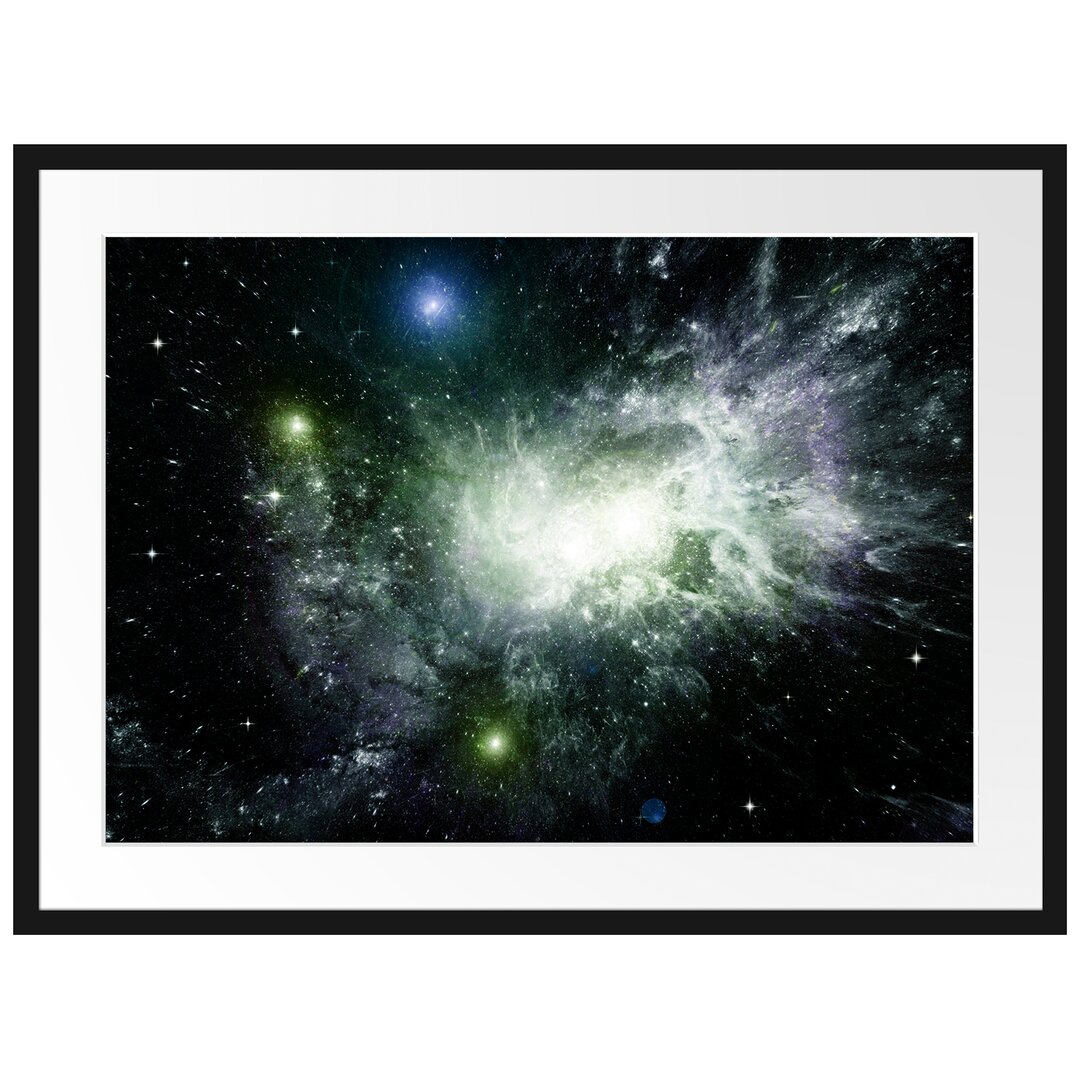 Gerahmtes Poster Ferne Galaxie im Sternenstaub