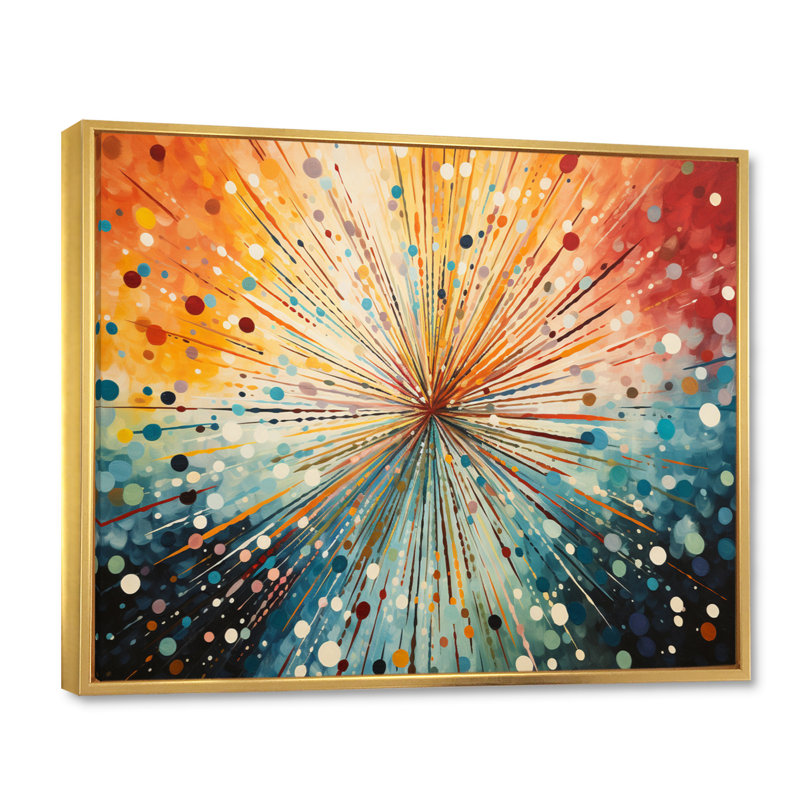 Mid Century Sunburst Serenade I, reproduction d'art sur toile, H 34 po x l 44 po x P 1,5 po, Cadre flottant doré