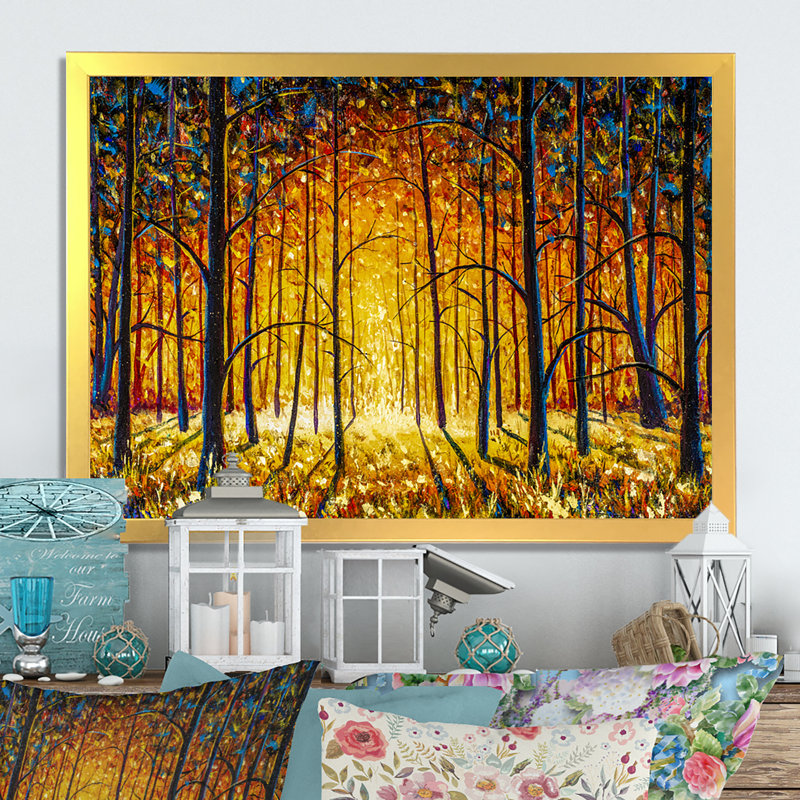 «Path To The Enchanted Forest II», reproduction encadrée sur toile, Cadre doré, H 16 po x l 32 po x P 1 po