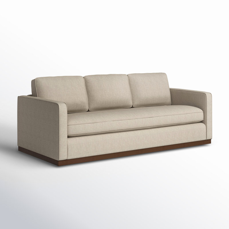 Bobbi 87'' Upholstered Sofa, Effie Flax Performance Linen, Walnut
