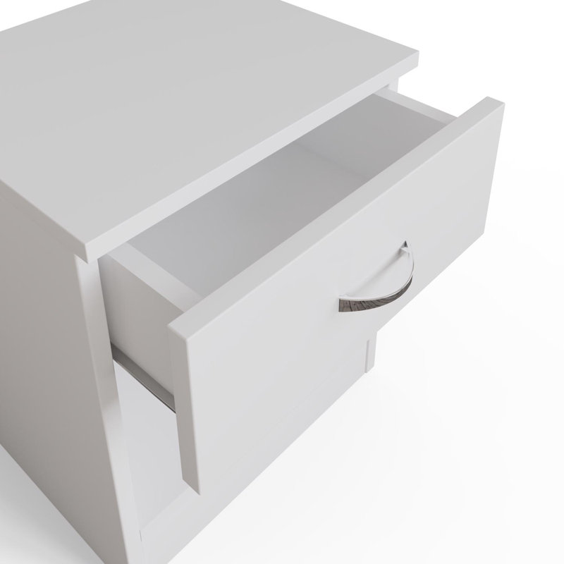 40cm W Manufactured Wood Bedside Table, White