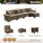 158" Modular Sectional Sofa, Oversized L Shaped Couches with Ottoman, 5-Seater Deep Seat Sofa with Throw Pillow-224180783-224180782