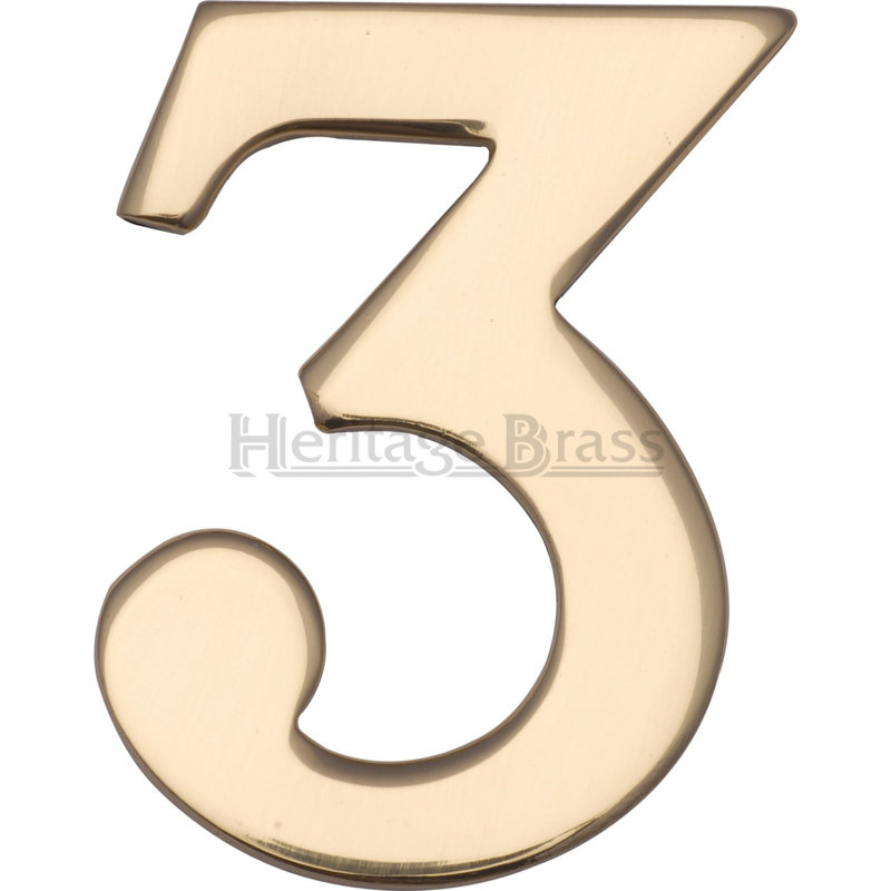 Heritage Brass Heritage Numeral Self Adhesive 51mm (2"), 3, Polished Brass