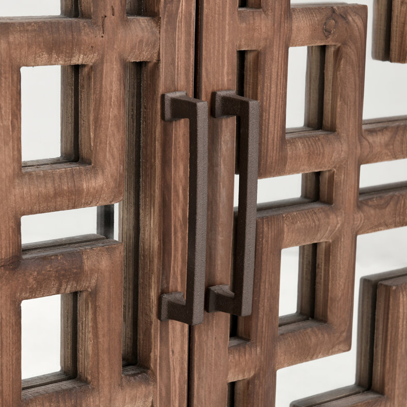 Chestnut Brown Mirrored 6-Door Geometric Sideboard