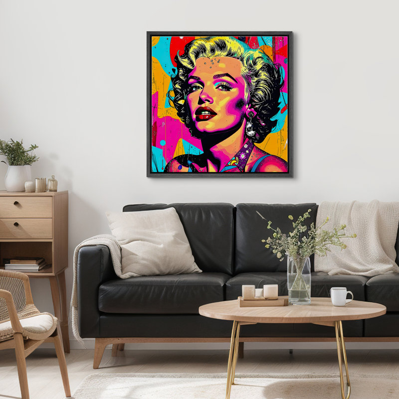 Pop Pop Street, Marilyn Monroe, vibrant graffiti coloré, portrait de chambre à coucher, impression sur toile encadrée
