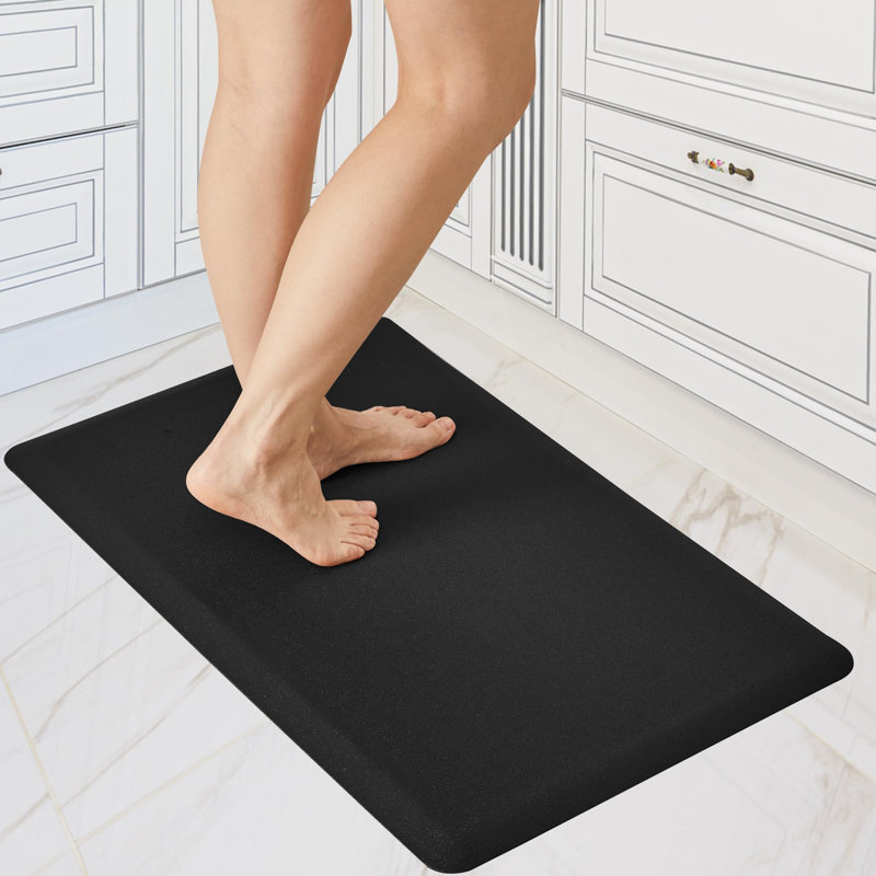 Non-Slip PVC Kitchen Floor Mat, Black, Rectangle 1'5" x 2'4"