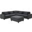Chenille 6 places en forme de U, avec rangement amovible pour accoudoirs, porte-gobelets et ports pour le confort, canapé de 128 po x 67 po, décoration cachée-133044641