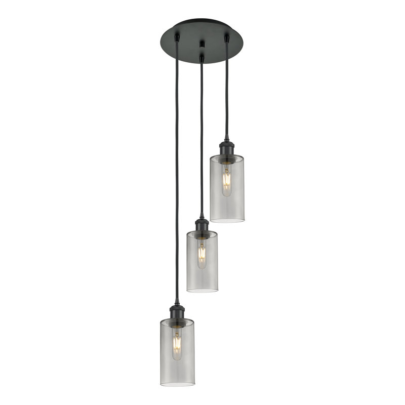Caius - Luminaire suspendu suspendu à 3 lumières, Noir mat, Tourbillon déco, H 166,5 po x l 10,38 po