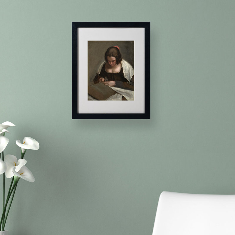 The Needlewoman 1640-50 by Diego Velázquez in Black Frame