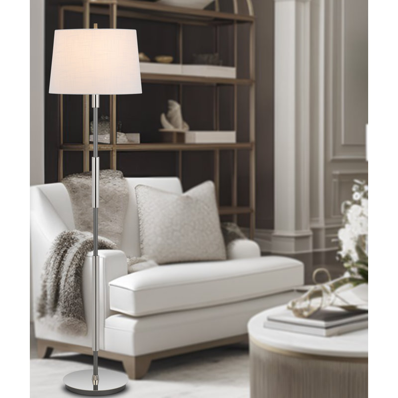 Lampe sur pied traditionnelle 60 po Tamarius, Argent argent, Blanc
