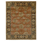 Hand Knotted Wool Area Rug in Rust And Black