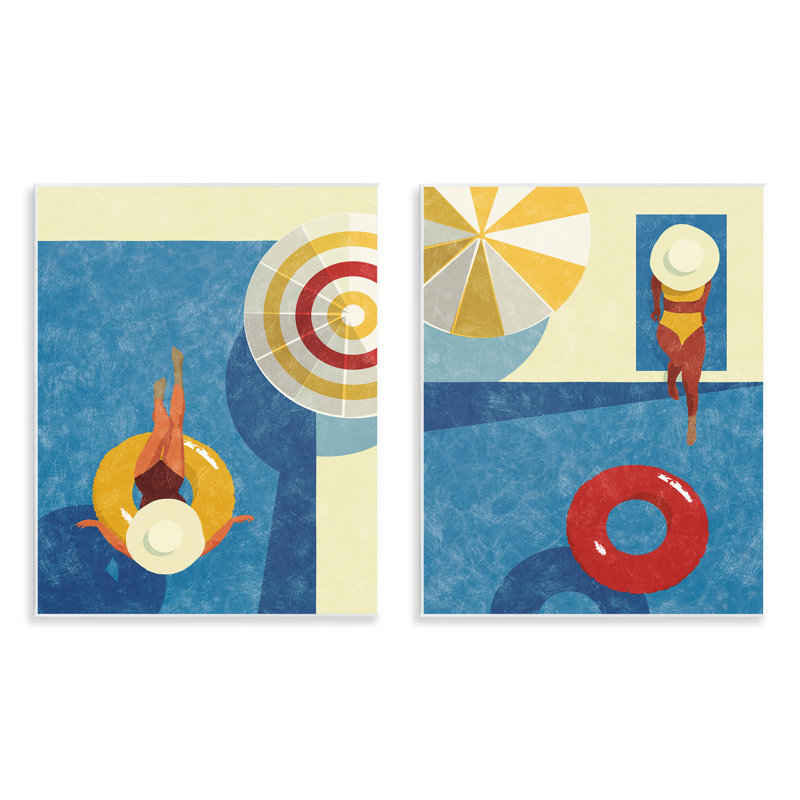 Ensemble de 2 plaques murales relaxantes au bord de la piscine par Victoria Barnes