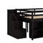 Lit mezzanine double avec bureau d'écriture rétractable, tiroirs, escaliers de rangement et tablettes-479983792