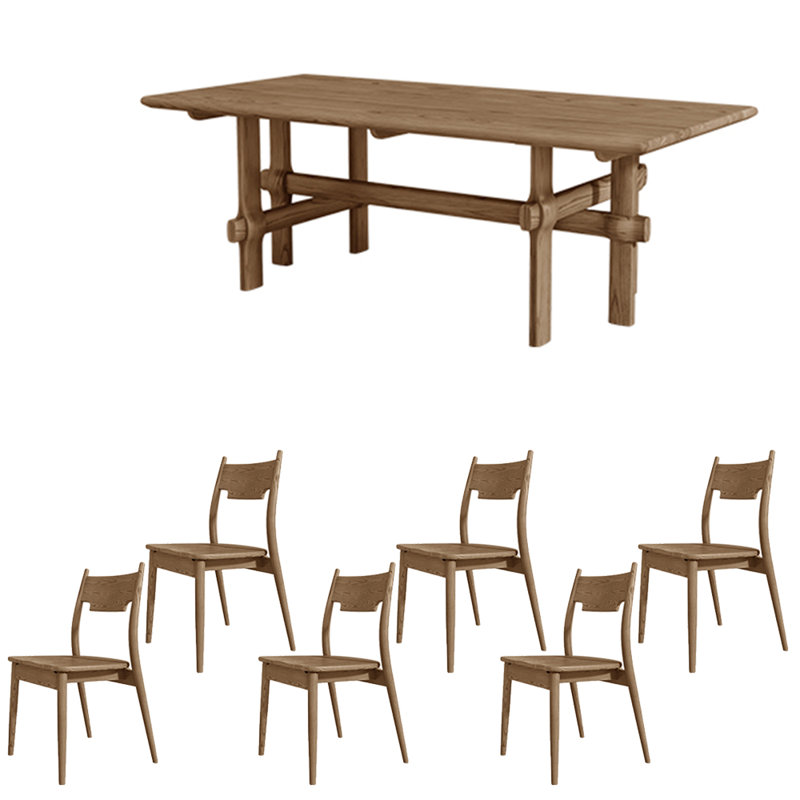 Ensemble de table de salle à manger unique en bois massif de frêne, H 29,92 po x L 70,87 po x l 35,43 po