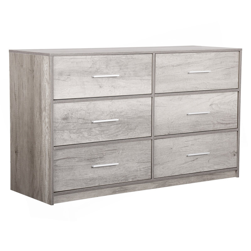6-Drawer Dresser With Large Fabric Drawers, Gray, Silver