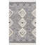 Tapis gris en laine noué à la main à motif de treillis marocain à frange Adi-1234478525