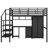 Full Size Metal Loft Bed With Table And Wardrobe, Black - Modern Look, Build, Ample Storage Compartments, Quick Assembly Guide Full, Design, Structure, Facilities, Effortless Operations