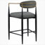Ensemble de 2 chaises de comptoir rembourrées en tissu gris foncé-163994640
