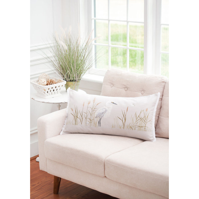 White Egret Lumbar Pillow