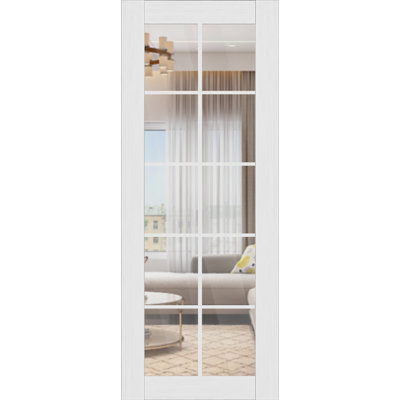Palladio 10 Lite Bianco Noble Manufactured Wood Clear Glass Interior Door Slab